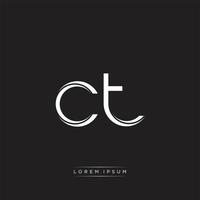 CT Initial Letter Split Lowercase Logo Modern Monogram Template Isolated on Black White vector