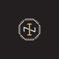 IN Initial letter overlapping interlock logo monogram line art style vector