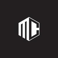 MC Logo monogram hexagon with black background negative space style vector