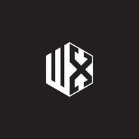 WX Logo monogram hexagon with black background negative space style vector