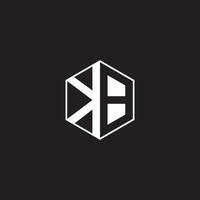 KB Logo monogram hexagon with black background negative space style vector