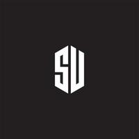 SU Logo monogram with hexagon shape style design template vector