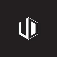 UD Logo monogram hexagon with black background negative space style vector