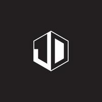 JD Logo monogram hexagon with black background negative space style vector