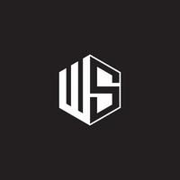 WS Logo monogram hexagon with black background negative space style vector