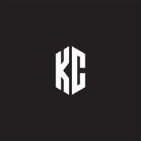 KC Logo monogram with hexagon shape style design template vector