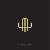 MU Initial letter overlapping interlock logo monogram line art style vector