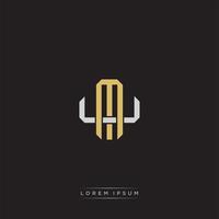 MU Initial letter overlapping interlock logo monogram line art style vector