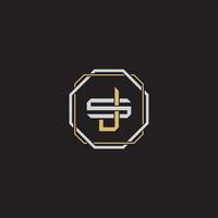 JS Initial letter overlapping interlock logo monogram line art style vector