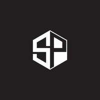 SP Logo monogram hexagon with black background negative space style vector