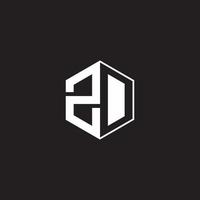 ZD Logo monogram hexagon with black background negative space style vector