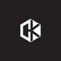 CK Logo monogram hexagon with black background negative space style vector