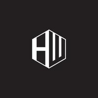 HW Logo monogram hexagon with black background negative space style vector