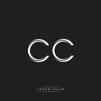 CC Initial Letter Split Lowercase Logo Modern Monogram Template Isolated on Black White vector