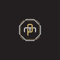 Initial letter overlapping interlock logo monogram line art style vector