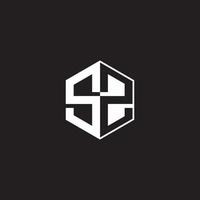 SZ Logo monogram hexagon with black background negative space style vector