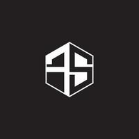 FS Logo monogram hexagon with black background negative space style vector
