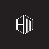 HM Logo monogram hexagon with black background negative space style vector