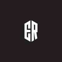 ER Logo monogram with hexagon shape style design template vector