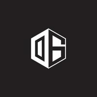 OG Logo monogram hexagon with black background negative space style vector