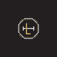 LH Initial letter overlapping interlock logo monogram line art style vector