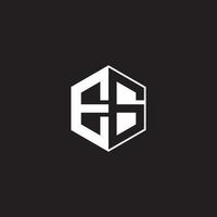 EG Logo monogram hexagon with black background negative space style vector