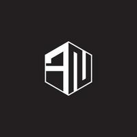 FN Logo monogram hexagon with black background negative space style vector