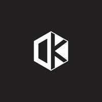 DK Logo monogram hexagon with black background negative space style vector