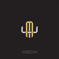 MU Initial letter overlapping interlock logo monogram line art style vector
