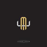 MU Initial letter overlapping interlock logo monogram line art style vector