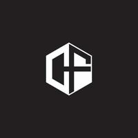 CF Logo monogram hexagon with black background negative space style vector