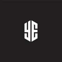 YE Logo monogram with hexagon shape style design template vector