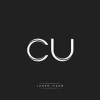 CU Initial Letter Split Lowercase Logo Modern Monogram Template Isolated on Black White vector