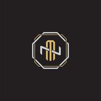 MN Initial letter overlapping interlock logo monogram line art style vector