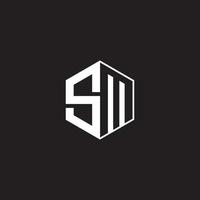 sm logo monograma hexágono con negro antecedentes negativo espacio estilo vector