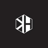 KH Logo monogram hexagon with black background negative space style vector