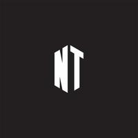 NT Logo monogram with hexagon shape style design template vector
