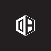 OB Logo monogram hexagon with black background negative space style vector