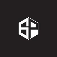 GP Logo monogram hexagon with black background negative space style vector