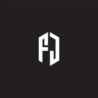 FJ Logo monogram with hexagon shape style design template vector