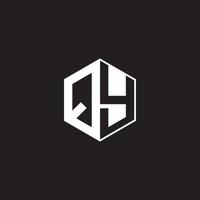 QY Logo monogram hexagon with black background negative space style vector