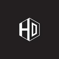 HO Logo monogram hexagon with black background negative space style vector