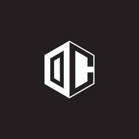OC Logo monogram hexagon with black background negative space style vector