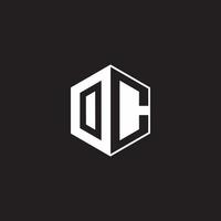 OC Logo monogram hexagon with black background negative space style vector