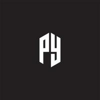 PY Logo monogram with hexagon shape style design template vector