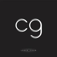 CG Initial Letter Split Lowercase Logo Modern Monogram Template Isolated on Black White vector