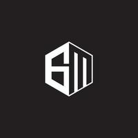 GM Logo monogram hexagon with black background negative space style vector