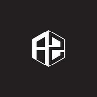 AZ Logo monogram hexagon with black background negative space style vector