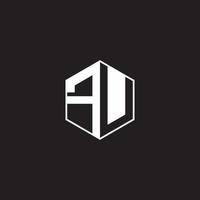 FU Logo monogram hexagon with black background negative space style vector