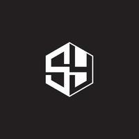 SY Logo monogram hexagon with black background negative space style vector